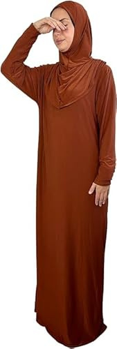 Abaya muslim Damen, Gebetsauskleidung für muslimische die Frauen, Gebetskleid Kleid hijab zum Überziehen, jilbab fur Ramadan Hajj Umrah, muslimische Kleider für das Gebet Salat korallenrot