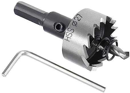 Kozelo 1pcs Hole Saw - [27mm] HSS (High Speed Steel) Drill Bit Hole Cutter for Stainless Steel Aluminum Metal Wood Plastic Use, Triangular Shank