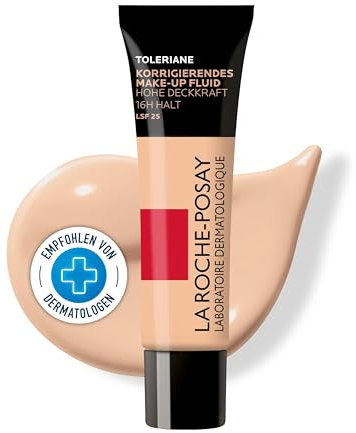 La Roche-Posay Toleriane Korrigierendes Make-Up-Fluid mit LSF 25, Für Mischhaut bis fettige empfindliche Haut, Bis zu 16 h Deckkraft dank Thermalwasser und Pigmenten, Farbe: 9, 30 ml
