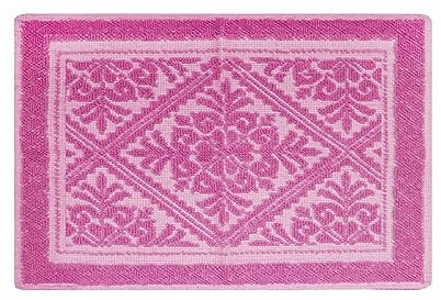 Tappeto Intrecciato Sardo in Cotone Tinta Unita Fantasia in Rilievo Bordo Ricciolini, PRODOTTO IN SARDEGNA (50x80 cm, Fucsia)