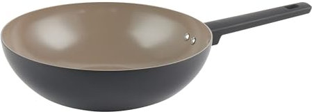 Salter BW12882EU7 Ceramic 28 cm Stir Fry Pan - Recycled Aluminium Body, Healthy PFOA/PFAS-Free Non-Stick Coating, Induction Suitable, Easy Clean, Soft Touch Stay Cool Handle, Curry/Noodle Cooking Pan
