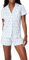 Qianderer Damen-Pyjama-Set mit süßem Aufdruck, zweiteilig, Y2k, kurzärmelig, Nachtwäsche, Loungewear, 2-teiliges Pyjama-Set, Bc Bunnies Weiß, 38