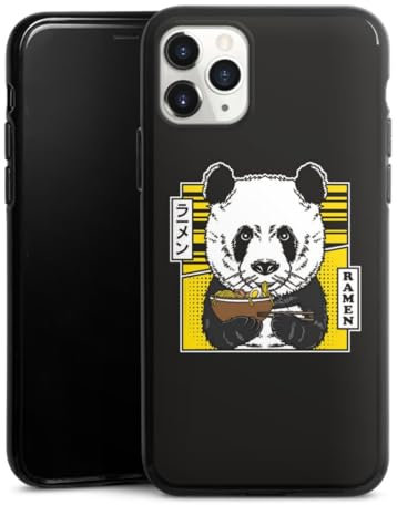 Silikon Hülle kompatibel mit Apple iPhone 11 Pro Case schwarz Handyhülle Panda Design Japan
