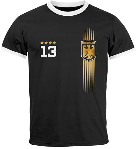 MoonWorks® Herren T-Shirt Deutschland Trikot Fußball EM 2024 Fanshirt Deutschlandshirt Retro-Stil Adler Fussball schwarz-weiß XL