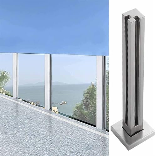 Geländerpfosten Glas Balustradenpfosten Geländer Pfosten 65cm - 105cm Edelstahl Balustrade Deckgeländersystem Winddichte Glasgeländer Klammer Glasklemme Glasgeländerpfosten(Color:Corner Post,Size:80cm