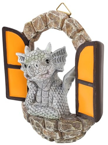 KONTONTY Dinosaurier Wanddekoration Statue mit Stabiler Textur aus Kunstharz im Einzigartigen Realistischen Design für Wohnzimmer und Gartendekoration