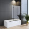WDWRITTI Duschwand für Badewanne 140x140cm Faltbar 3-teilig Schwarz, Badewannenaufsatz Duschtrennwand aus 6mm ESG Sicherheitsglas mit Nano Beschichtung, Duschabtrennung für Badewanne