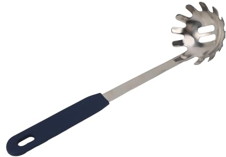 Tenedor de pasta de acero inoxidable con rastrillo de espagueti extensible, herramienta de cocina antiadherente multifuncional