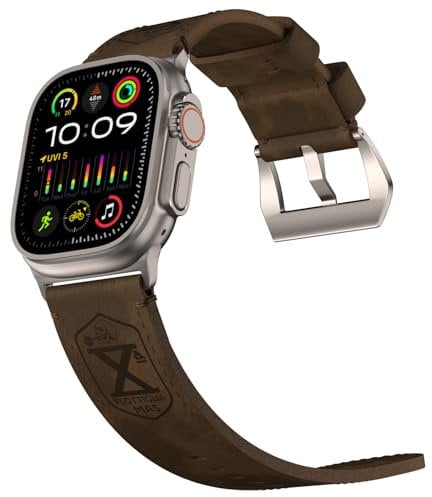 VSANT Vintage Leather Band Compatible with Apple Watch Ultra 2 / Ultra Band 49mm 46mm 45mm 44mm, 26mm Wide Crazy Horse Leather Strap for Men iWatch Series 10 9 8 7 6 5 4
