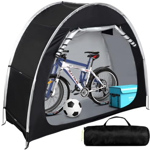Bike Cover Storage Heavy Duty Storage Tent Outdoor Portable Bicycle Tent PU4000 Waterproof Cloth Durable 210D Oxford Fabric,Protect Against Wind, Rain, Snow, Dust W/Travel Bag