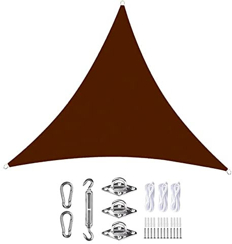 Parasole triangolare impermeabile per pergola, 2,2 x 2,2 x 2,2 m, antivento, anti riparo, per patio, giardino, cortile, marrone