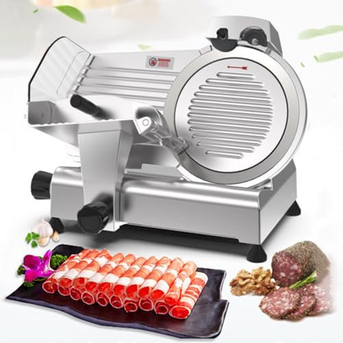 Electric Multifunctional Deli Meat Slicer, 10 Inch Commercial Slicer, 0-8mm Thickness Adjustment, for Cutting Meat, Bread, Cheese