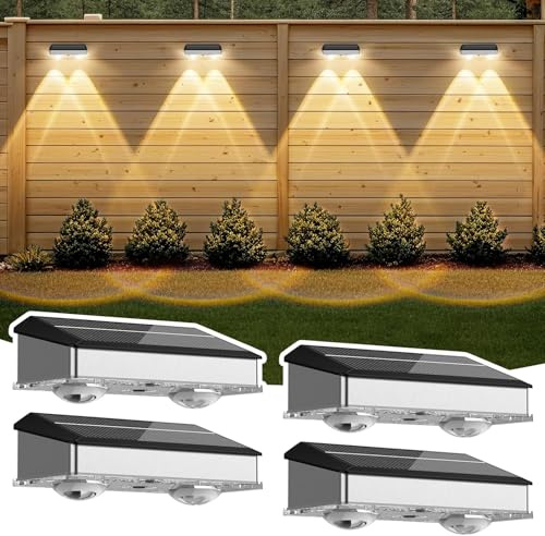 SonPen 4 Stück Solar Wandleuchte Außen, Edelstahl Solarleuchten mit Warmweiß & RGB Farbmodi, IP65 Wasserdicht Zaunbeleuchtung Solar, Solarlampen für Garten Terrasse Zaun Schwimmbad