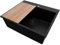 PRIMAGRAN Lavello da Cucina Tutto Nero 58x50cm, Lavandino da Cucina a 1 vasca + Sifone Classico + Tagliere, Lavabo da Cucina Incasso al mobile 60cm - Riga