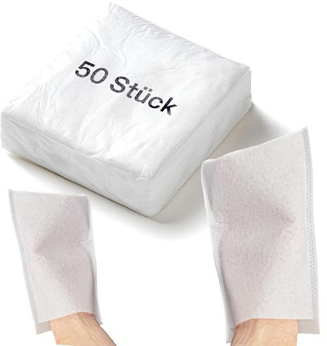 Theracaso Einmal-Waschhandschuhe Molton 50 Stück – weich & fusselfrei | 75g/m² | 15x22 cm | für Pflege, Inkontinenz, Baby, Senioren | reißfest & saugstark | ultraschallverschweißt