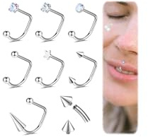 ZS 7 Stück 16G Lippen Piercing Edelstahl Stern Opal Kubik Zirkonia | U-förmige Lippenringe, Spike Ball Knorpel Helix Ohrringe, Innenfaden Körper Piercings Schmuck für Männer und Frauen