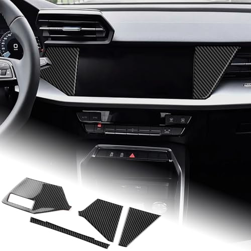 KUNGKIC Per Audi A3 S3 8Y 2020 2021 2022 2023 2024 2025 in fibra di carbonio per console centrale auto cruscotto adesivo decorativo interno accessori 4 pezzi (nero)