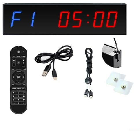 Minuteur de fitness numérique LED 6 chiffres de 3,8 cm avec boîtier en alliage d'aluminium, télécommande sans fil et plusieurs fonctions de synchronisation pour boxe, tabata, emom et entraînement de