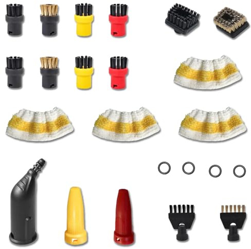 23-Piece Accessories for Kärcher Steam Cleaner Easyfix SC1 SC2 SC3 SC4 SC5, Steam Cleaner Brush Set, Including Curved Nozzle, Microfibre Cloth, Professional Cleaning Accessories, Microfibre Cloth Hand