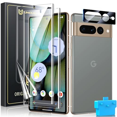 UniqueMe pour Google Pixel 7 Pro Protection Écran - et Protection de Caméra | EPU Film de Protection et Verre Trempé Protection d'objectif, Compatible ID d'empreintes Digitales, Résistant aux Rayures