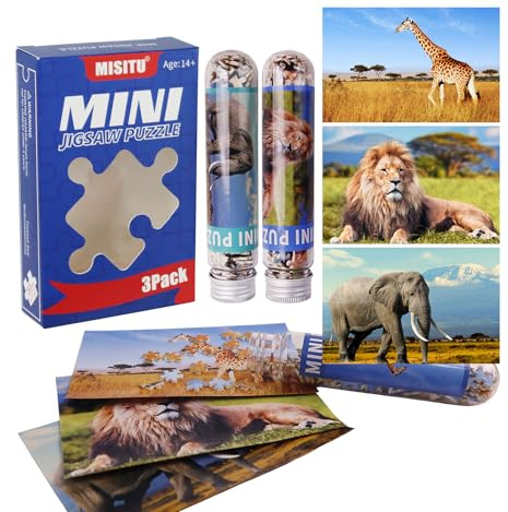 MISITU 3 Pack Jigsaw Mini Puzzles 150 Pieces for Adults Animals Puzzle Challenging Game Micro Travel Puzzle Home Decoration for Adult