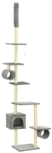 vidaXL Katzenbaum Sisal 260cm Grau Katzenkratzbaum Kratzbaum Kletterbaum
