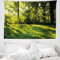 ABAKUHAUS Grün Wandteppich, Rising Sun Beams Wald aus Weiches Mikrofaser Stoff Waschbar ohne Verblassen Digitaldruck, 150 x 110 cm, Grün