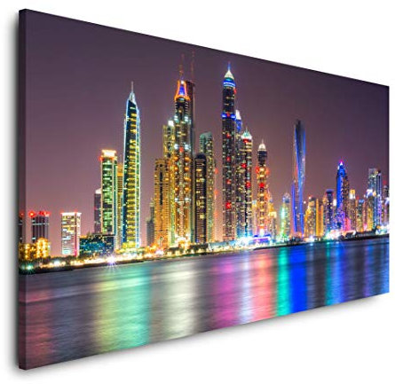 Skyline von Dubai 120x 60cm Panorama Leinwand Bild XXL Format Wandbilder Wohnzimmer Wohnung Deko Kunstdrucke
