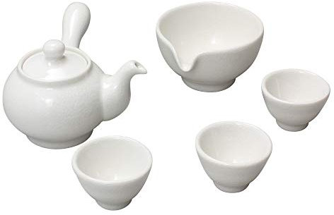 Estilo coreano de porcelana blanca pura ceremonia de té juego de regalo de cerámica de 350 ml con asa lateral, tazas de té y jarra para enfriar agua caliente