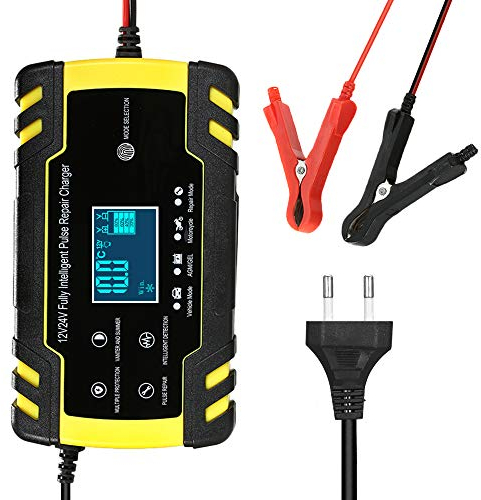 VISLONE 8A 12V/24V Ladegerät Autobatterie, KFZ Batterieladegerät mit LCD-Touchscreen, 3 Stufen Vollautomatisches Intelligentes Batterieladegerät für Auto Motorrad Rasenmäher Boot