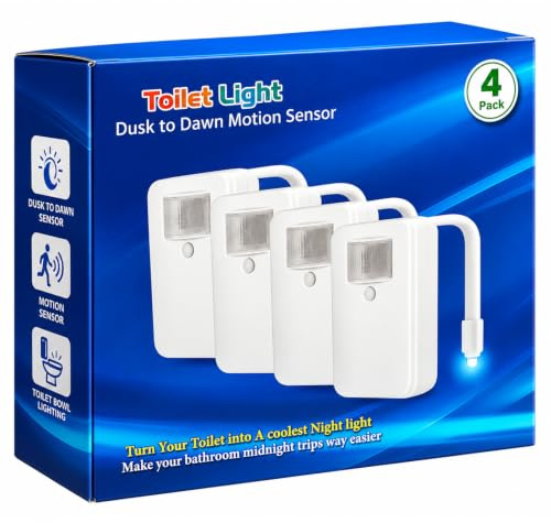 Witshine Toiletten-Nachtlicht, 4 Stück, 16 LED-Farbwechsel-Lampen mit Bewegungsmelder, aktiviert – lustiges Badezimmer-Accessoire für Heimdekoration – perfekte Dekoration mit Wasserhahn-Licht