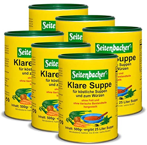 Seitenbacher Klare Suppe I Gemüsebrühe I der Allrounder I ohne Fett I ergiebig I vegan I glutenfrei I lactosefrei I 6er Pack (6x 500 g)