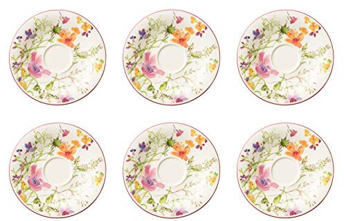 CreaFlor Home - Set di 6 piattini Mariefleur Basic, in porcellana, multicolore