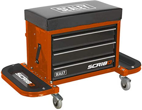 Sealey Mechanic's Utility Seat & Toolbox - Orange - SCR18O