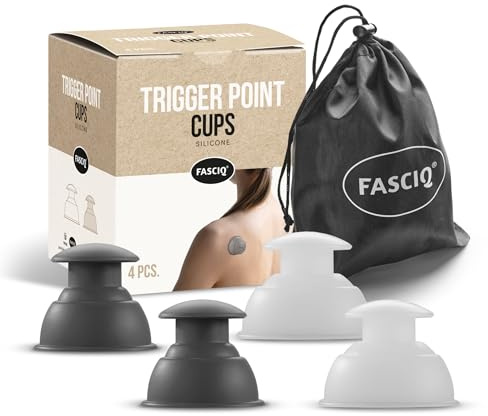 FASCIQ Cupping Set 4-teilig - Silikon Schröpfgläser für Triggerpunkte & statisches Schröpfen - 2 Größen (57 mm & 67 mm) - Kompakt, robust & wiederverwendbar