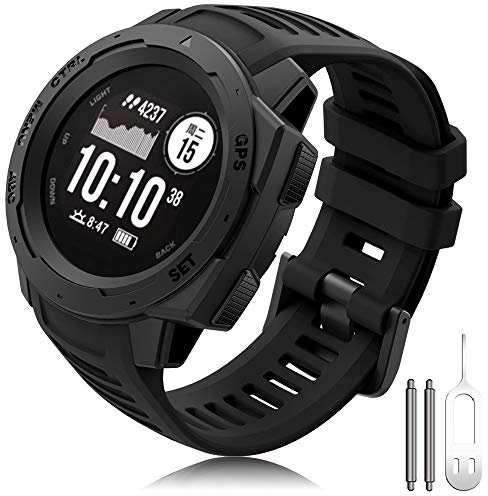 Compatible Garmin Instinct Strap, Silicone Band 22mm Bracelet Replacement Watch Strap for Garmin Instinct Sports GPS Smart Watch with Adapter Tools