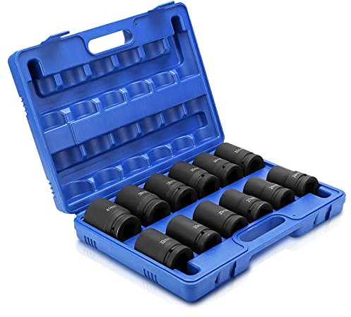 12pcs 1 pulgada Juego de llaves de vaso de impacto profundo juego llaves vaso impacto Drive Impact Socket 35mm 36mm 38mm 41mm 24mm 26mm 27mm 29mm 30mm 32mm 33mm 34mm