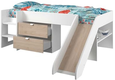 Parisot Lit Toboggan Tobo 90x200 - chêne/Blanc