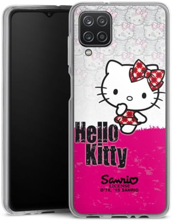 Silikon Hülle kompatibel mit Samsung Galaxy A12 Case transparent Handyhülle Hello Kitty Fanartikel Kawaii