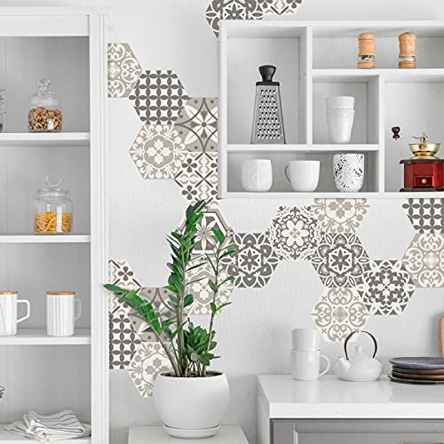 12 Carreaux de Ciment HEXAGONAL Autocollant - 15 x 13 cm - Motif : VINTAGE