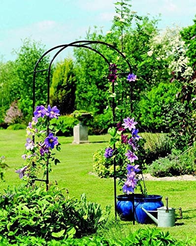 Garden Mile Robuster Pavillon-Bogen, Stahlrahmen, große wetterfeste Platten, Metallstütze für Kletterpflanzen, Patio-Garten-Torbogen (2,4 m)