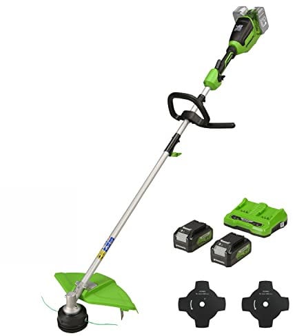 Greenworks Tagliabordi a Batteria 48V(2×24V) Ampiezza Taglio 40cm, Decespugliatore con 2 Batterie 4Ah e Caricatore a Due Posti