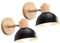 iDEGU 2 Stücke Wandleuchten Moderne Innen Wandlampe aus Holz Metall Halbkreis Lampenschirm E27 Verstellbare Wandspot Vintage Lampe für Schlafzimmer Wohnzimmer (2 Lampen, Schwarz)