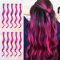 Sofeiyan 10 Pcs Colored Hair Extensions Party Highlights Colorful Clip in Hair Extensions 17 Inch Curly Wavy Synthetic Hairpieces for Women Party, Rose Red
