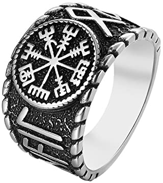 Wikinger Nordische Mythologie Odin Titan Stahl Herren Ringe Punk Hip Hop Rock Amulett für Mann Freund Biker Schmuck Kreativität Geschenk