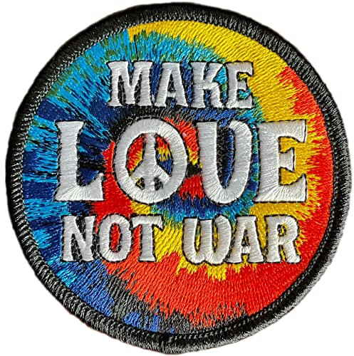Patch macht Liebe nicht Krieg, Patches für thermadhäsive Kleidung - Hippies -Wege für Männer und Frauen, um Ihre Hippie -Kleidung anzupassen und zu reparieren - 78 x 78 mm