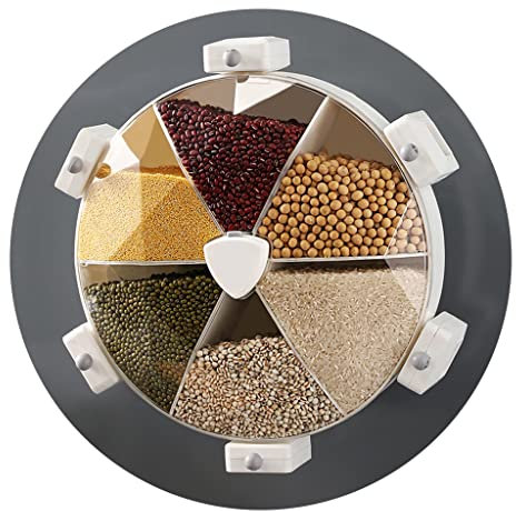 FIFOR Wall Mount Rice Dispenser, Rotate Cereal Detergent, No Drill Hexagon Storage, 360° Rotating Food Container, Wall-Mounted Sealed Storage for Beans, Candy Beads (Color : White, Size : 35.5cm)