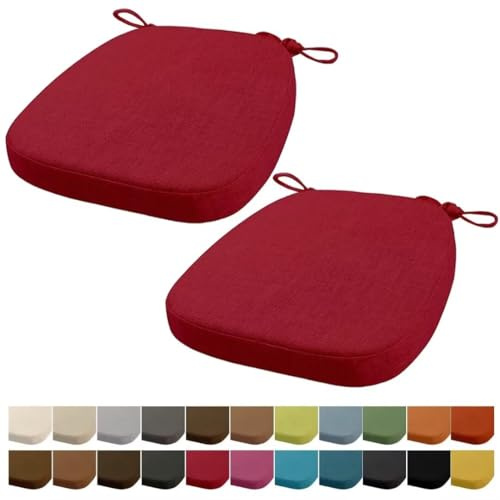 Orumrud 40x38x33CM(3CM Dicke) Stuhlkissen, Gartenstuhl Sitzkissen, Esszimmerstuhl Sitzkissen, waschbar, mit Reißverschluss, Riemen, rutschfestes Sitzkissen für Gartenstuhl (Dunkel Rot 2 Stück)