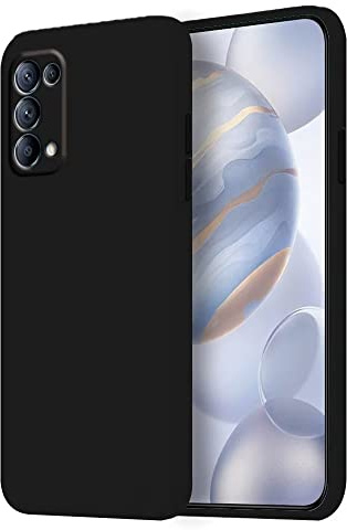 HONLEN Hülle für Oppo Find X3 Lite/Oppo Reno5 5G Schutzhülle Case, (6.43 Inches) Liquid TPU Silicone Handyhülle mit Fallschutz Silikon Cover Schwarz