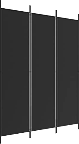 vidaXL Cloison de Séparation 3 Panneaux Séparateur de Pièce Pliable Diviseur Écran d'Intimité Paravent Décoration Salon Noir 150x200 cm Tissu